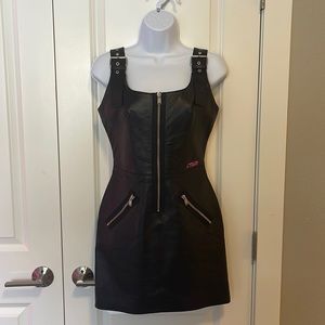 Heron Preston Leather Zipper Sleeveless Mini Dress